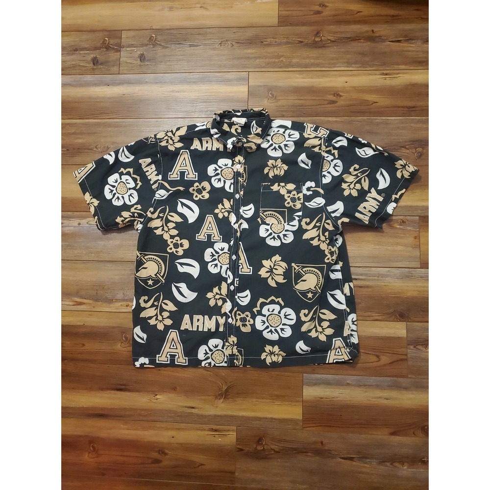 Army Black Knights Mens XXL Wes And Willy Floral Hawaiian Button Up Shirt 1940